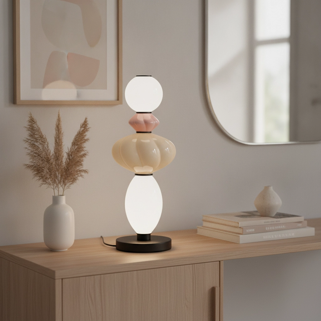 Table lamp Oneta white - pink - beige