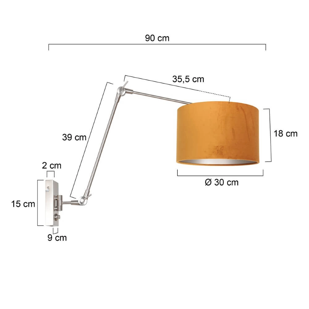 Adjustable wall lamp Prestige Chic with gold velvet Steinhauer 8712746145816