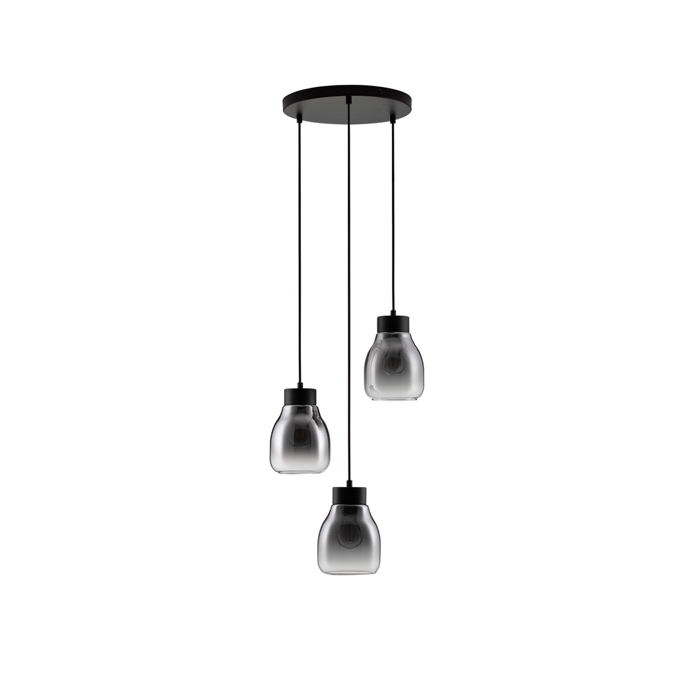 Pendant lamp Blacu 3-light black round Lyora 5212017447487