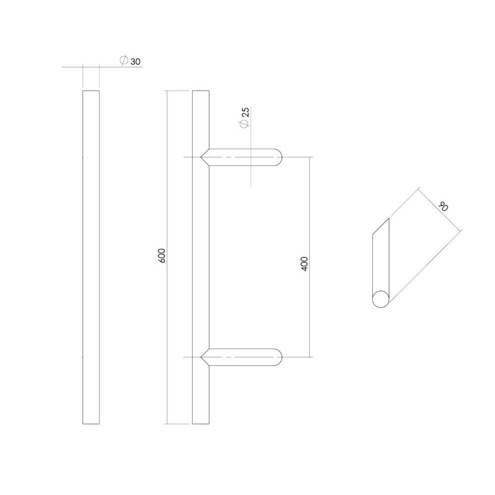 Door handle T-shape Gripon Angled 90cm Stainless Steel Intersteel 8714186465103