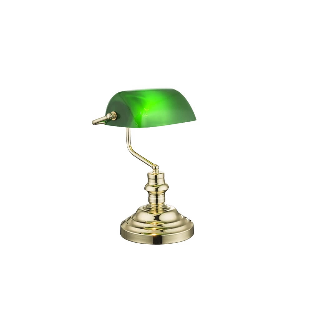 Classic desk lamp Antique nickel with green glass