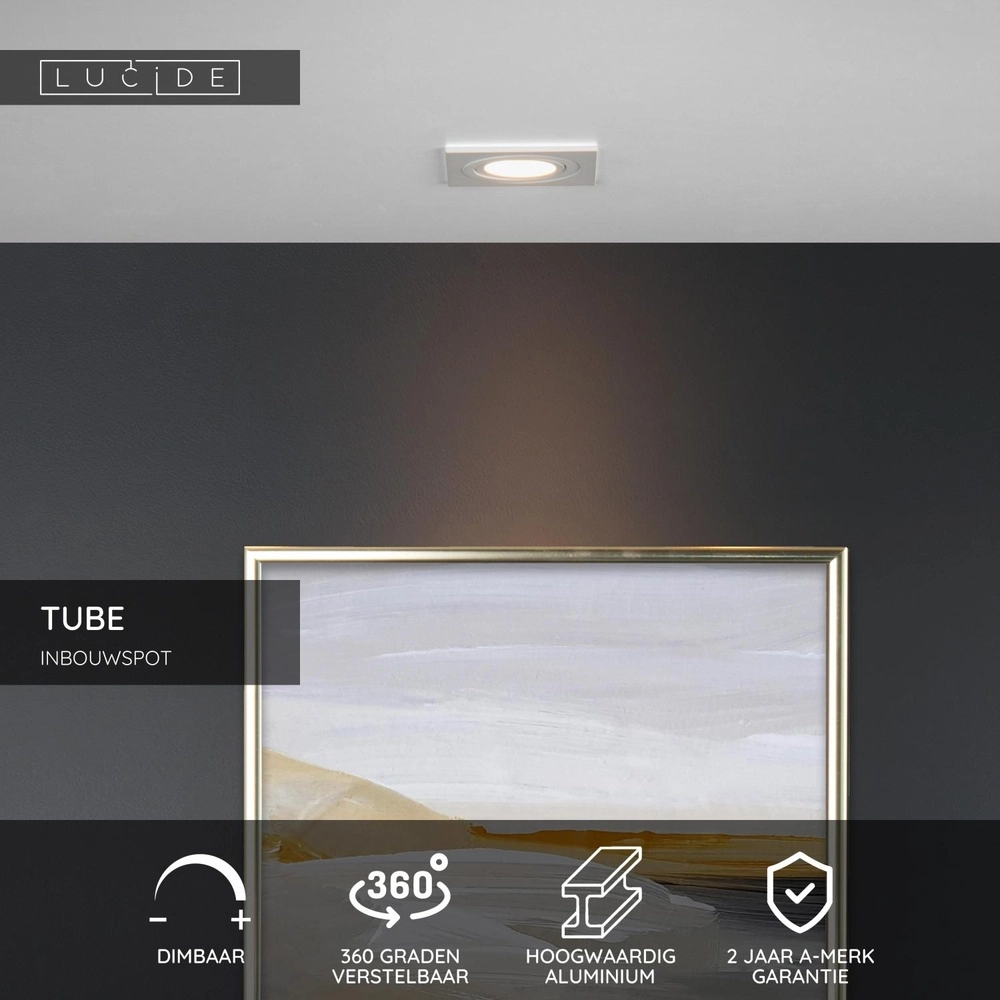 Recessed spotlight Tube square white Lucide 5411212220899