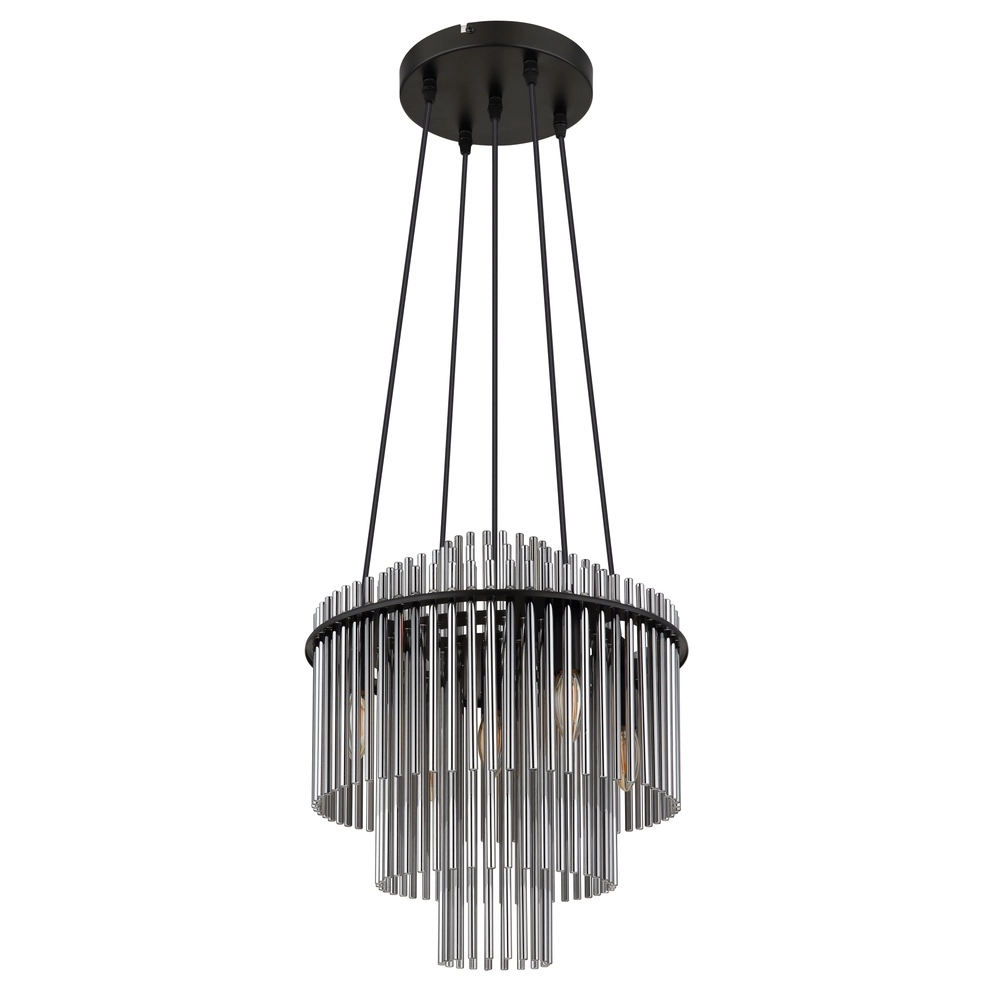 Pendant lamp Ø 40cm Gorley Black with smoke glass rods Globo 9007371515134