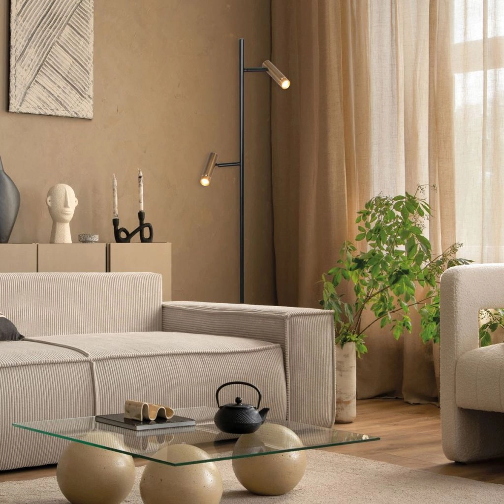 Floor lamp 2-lights Lumo black with gold Steinhauer 8712746184662