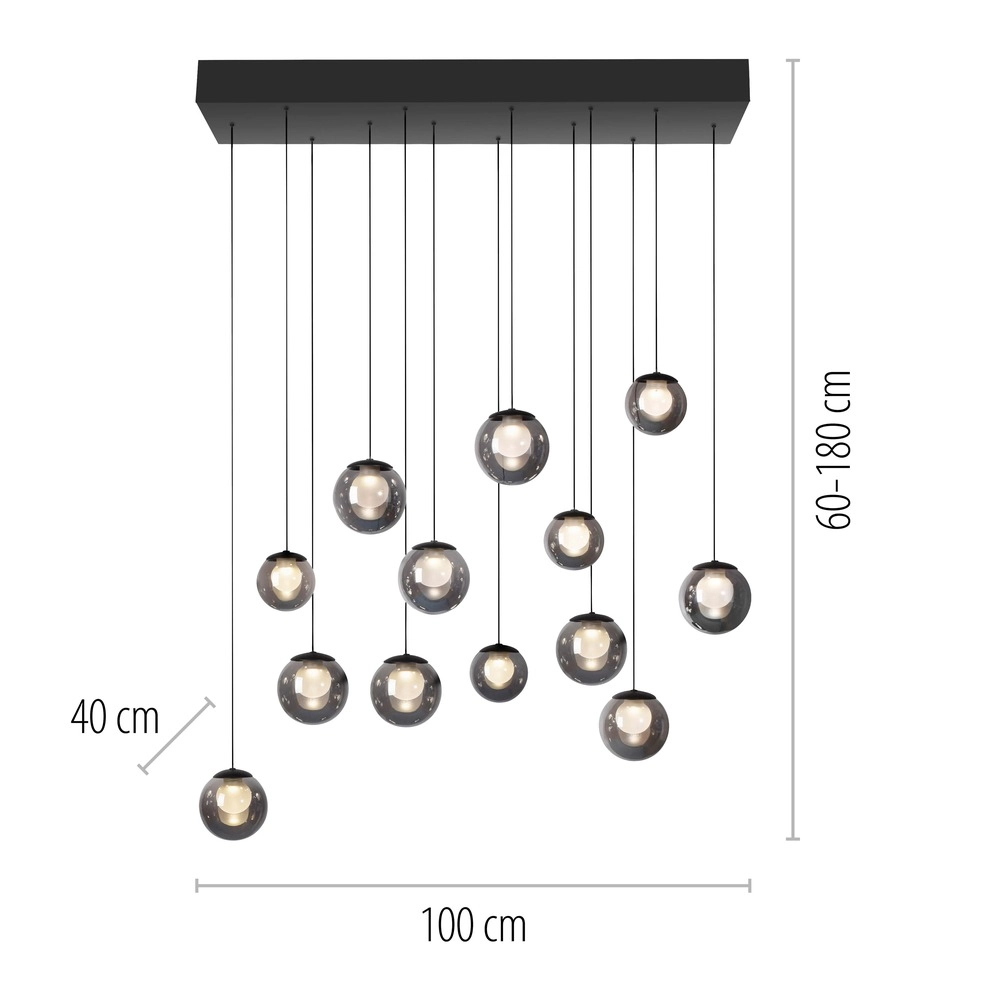 13-light pendant lamp Pure Popup mystic grey Paul Neuhaus 4012248398302