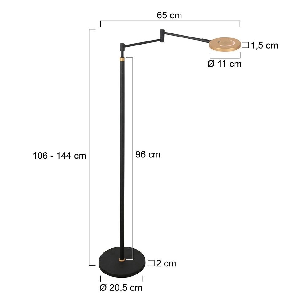 Design reading lamp Soleil black with gold cap Steinhauer 8712746177381