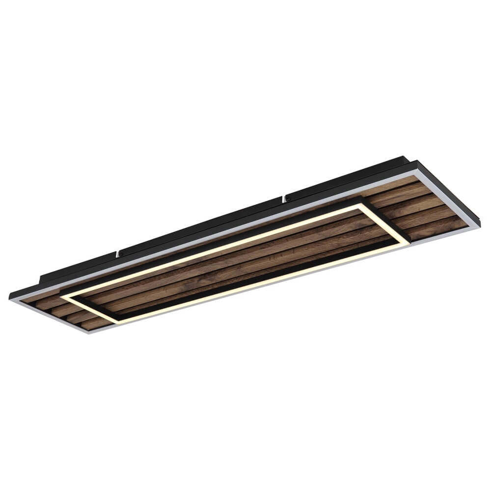 Ceiling lamp Woody black with wood rectangle Globo 9007371513574
