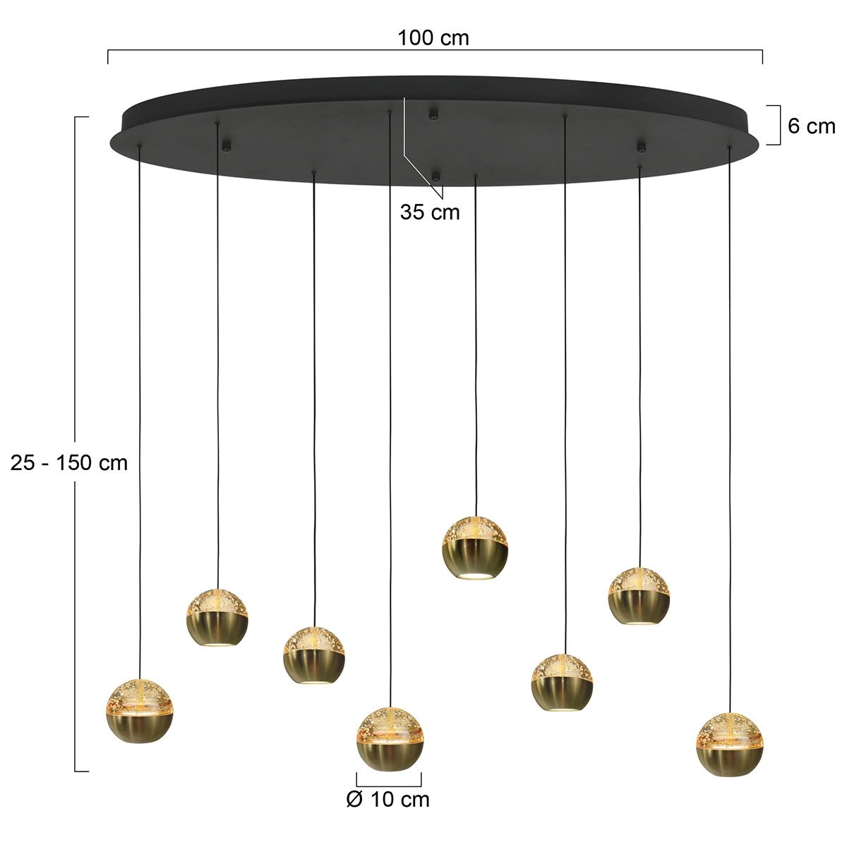 Oval pendant lamp Belluno 8-light LED - brass Steinhauer 8712746183993