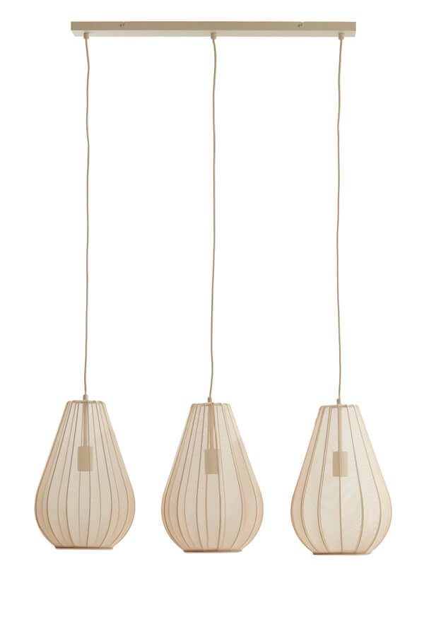 Japandi pendant lamp Itela 3-light cream 80cm Light & Living 8717807702779