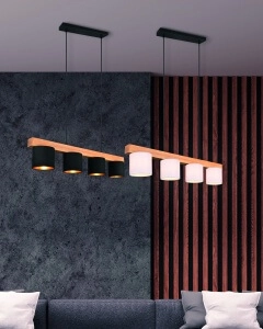 Hanging lamp Cameron 4-light white with wood brown Trio 4017807502916