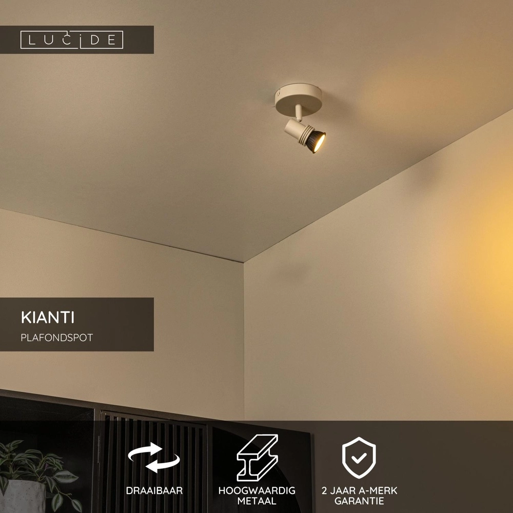 Ceiling spotlight Kianti only sand brown Lucide 5411212531131