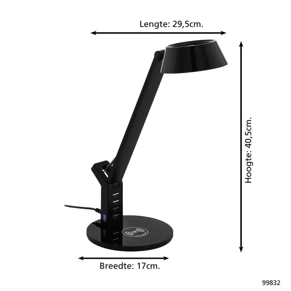 Black desk lamp Banderalo with charging panel Eglo 9002759998325