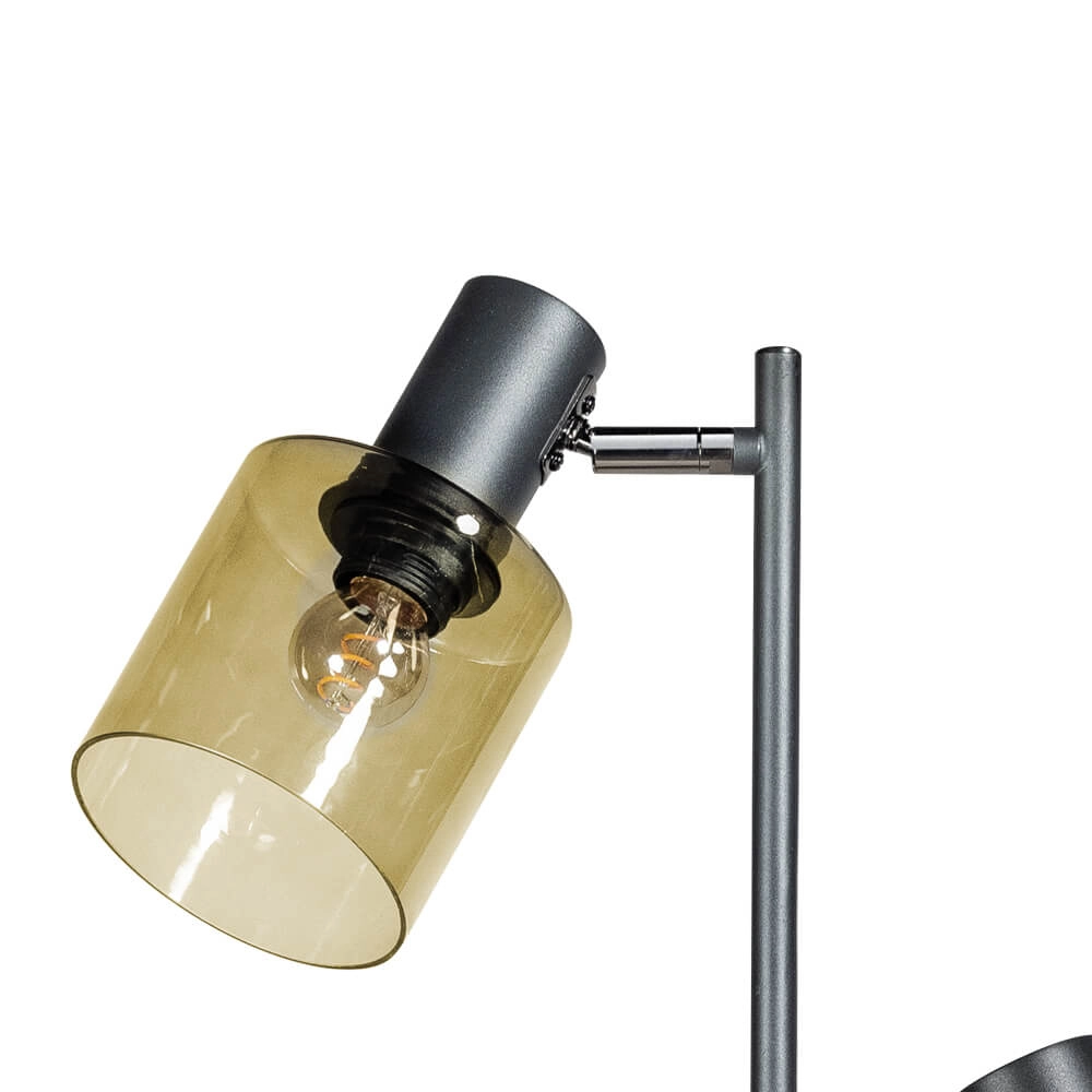Glass floor lamp Sledge Glass 2-light black with gold glass ETH 8720195302866