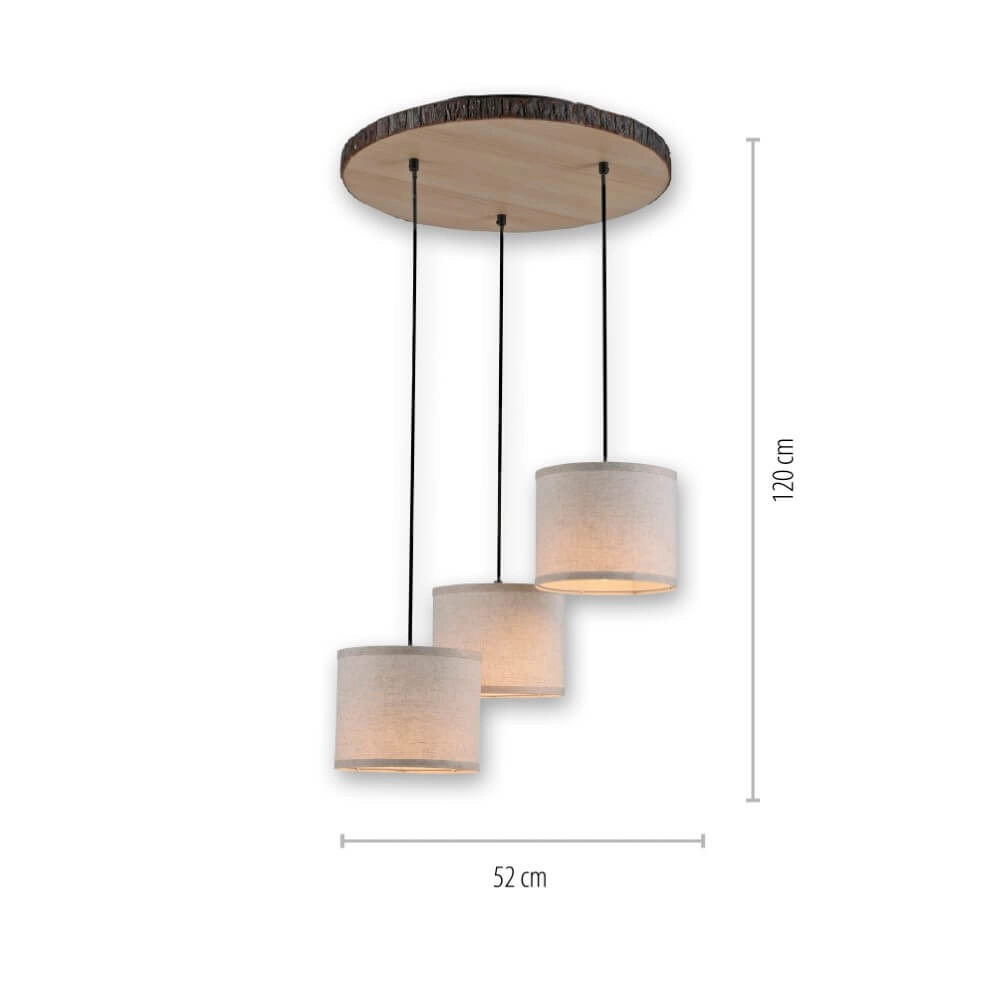 Country ceiling lamp Bark wood Just Light 4043689975937