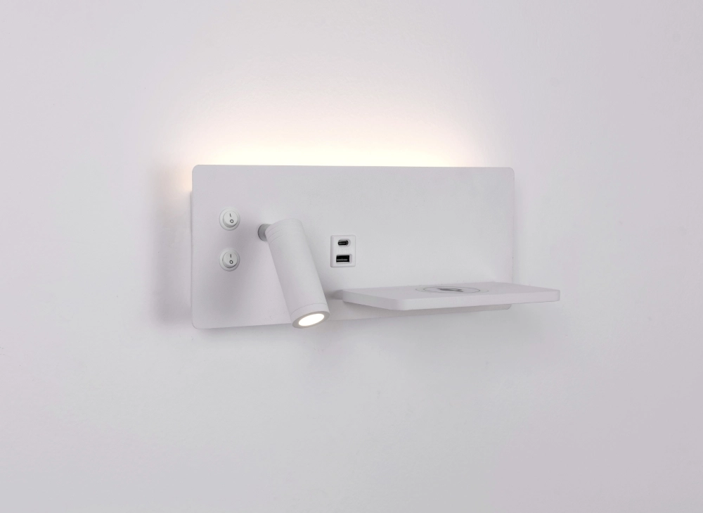 Bedside lamp Charge left white with wireless charger