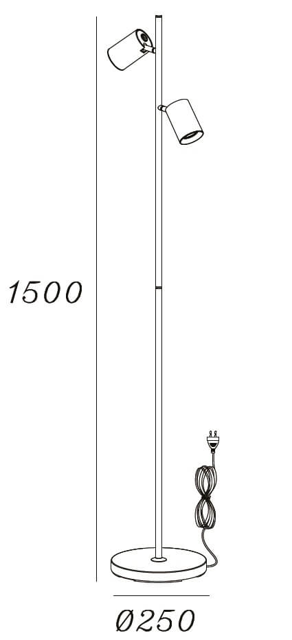 Floor lamp Megano black 2-lights Artdelight 8720701100664