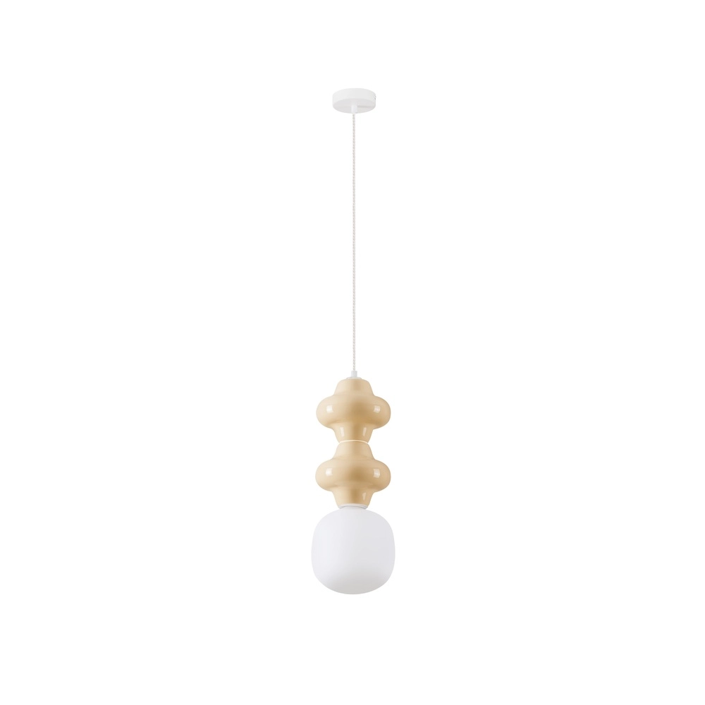 Pendant lamp Clio M yellow ceramic with white glass Lyora 5212017461223