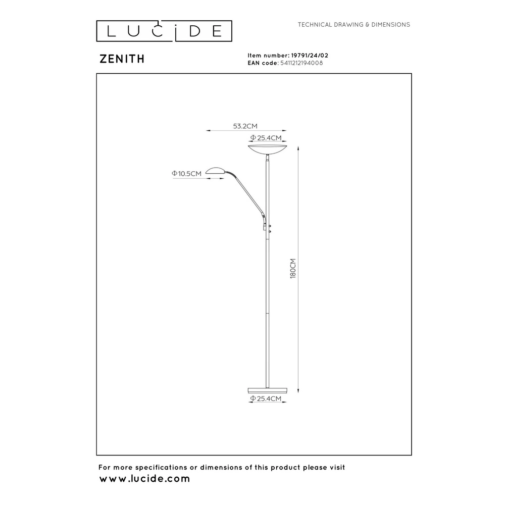 Reading lamp Zenith Gold Lucide 5411212194008