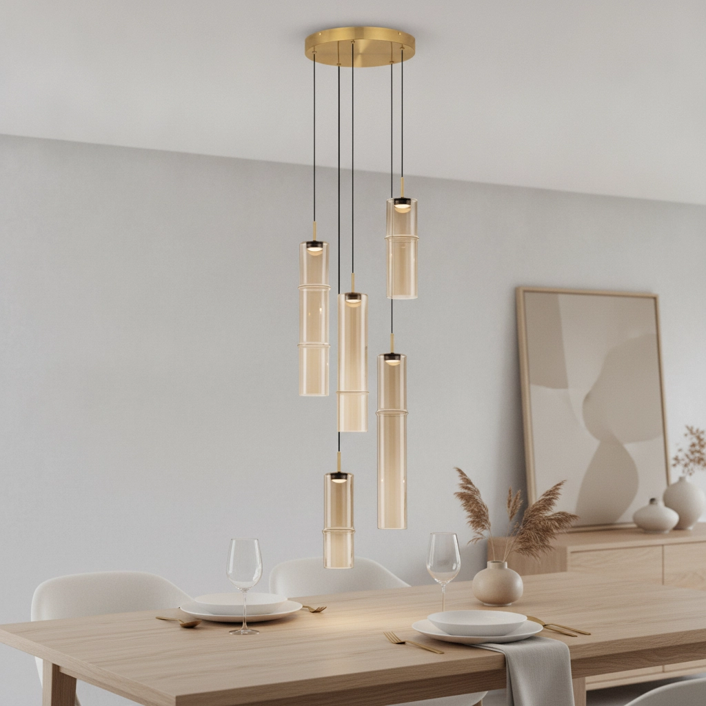 Unique pendant lamp Sano Round 5-light gold