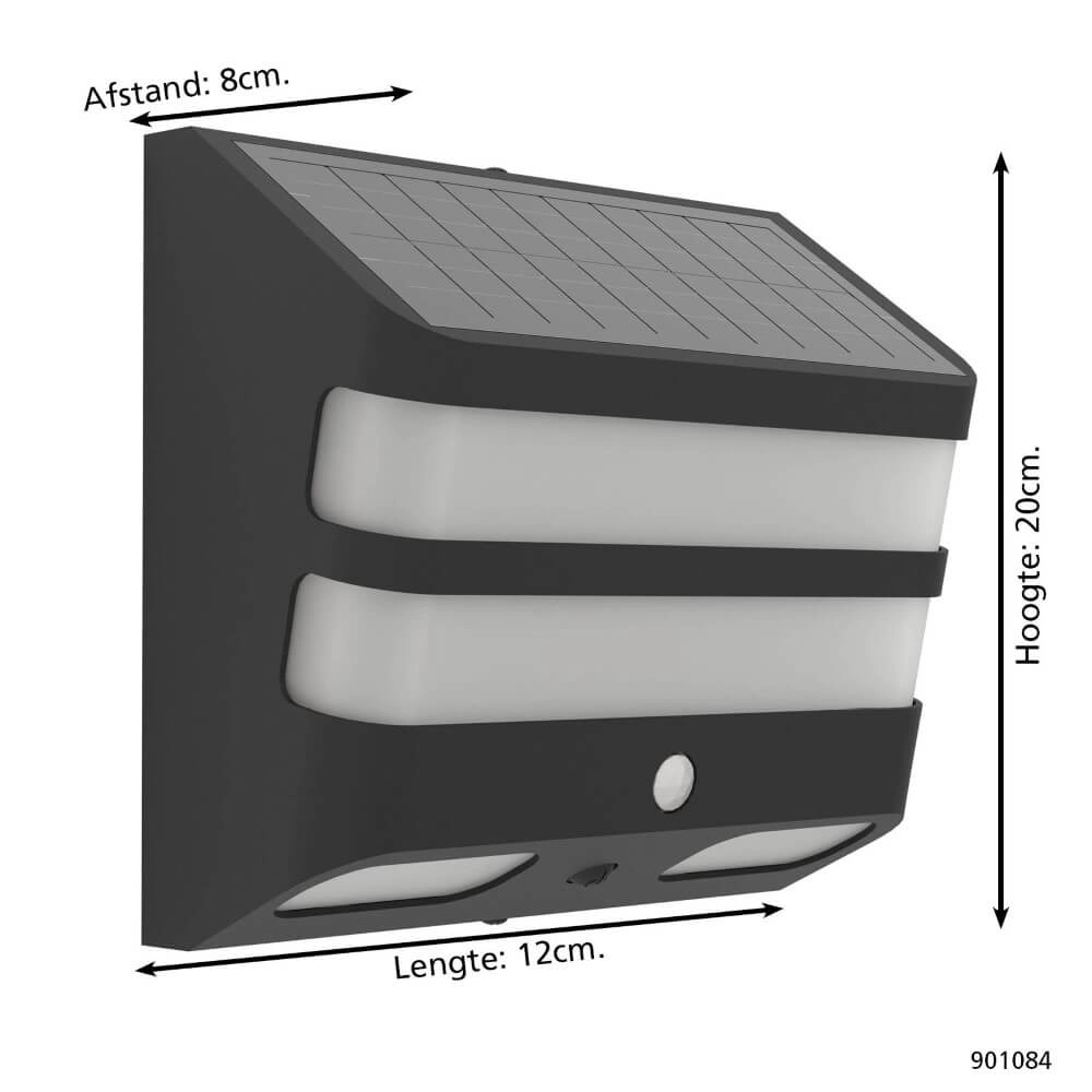 Solar wall lamp Stiappa black Eglo 9008606297924