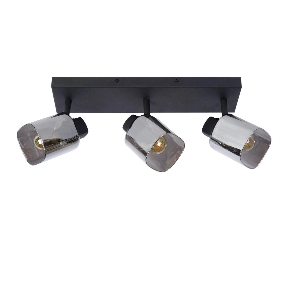 Ceiling lamp Alion 3-light black with smoke glass