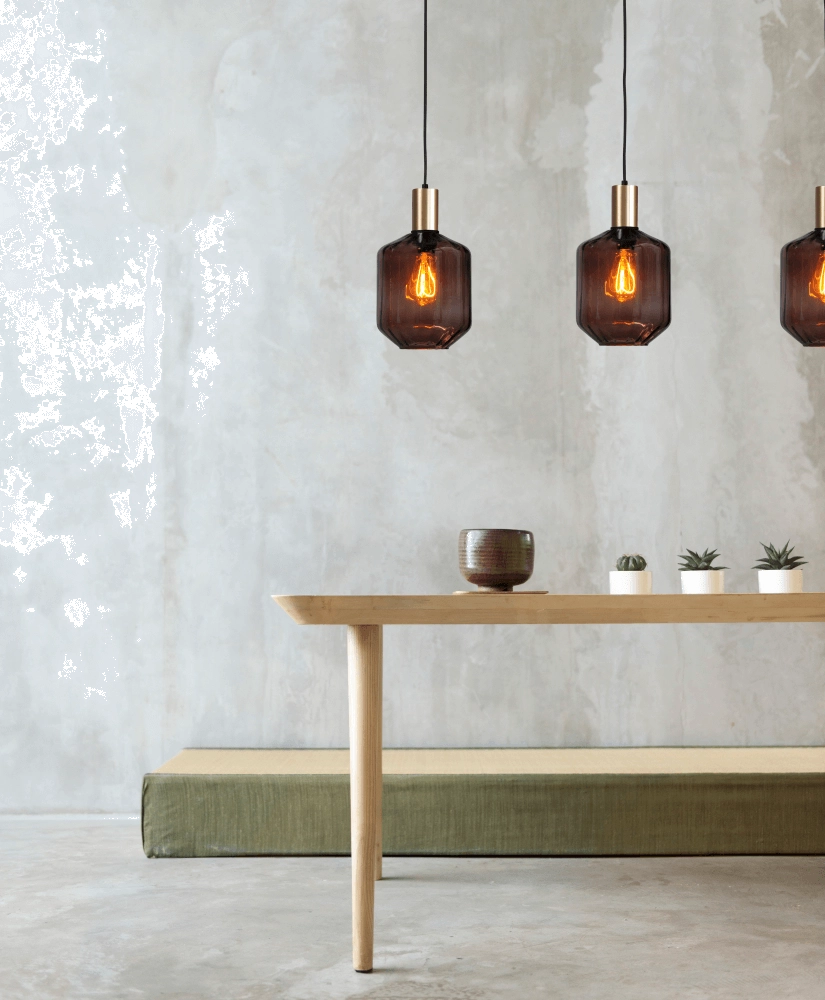 3-light hanging lamp - gold - Porto with Jagger red glasses - Ø 24cm Masterlight 8718121269658