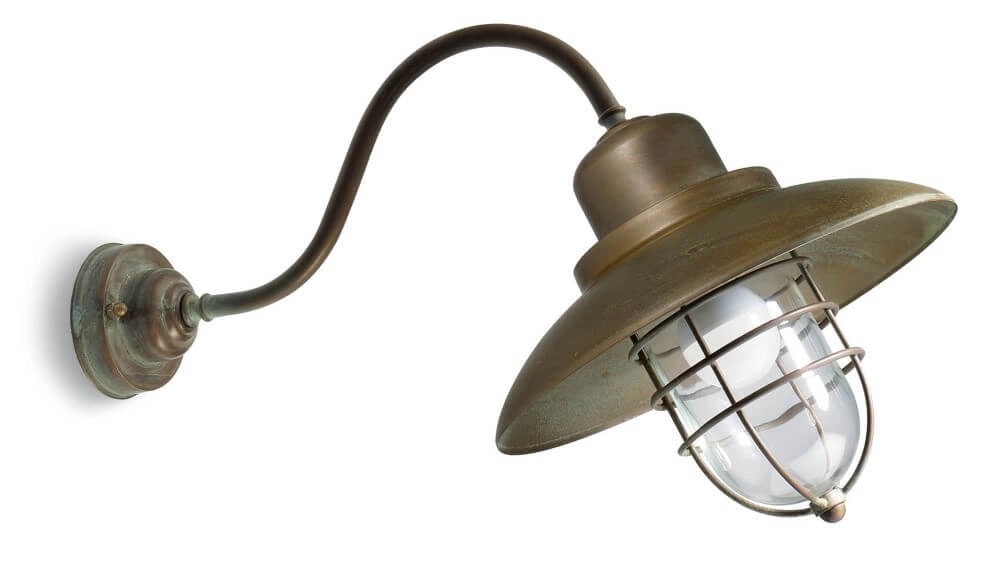 Angled outdoor lamp Patio Cage aged brass