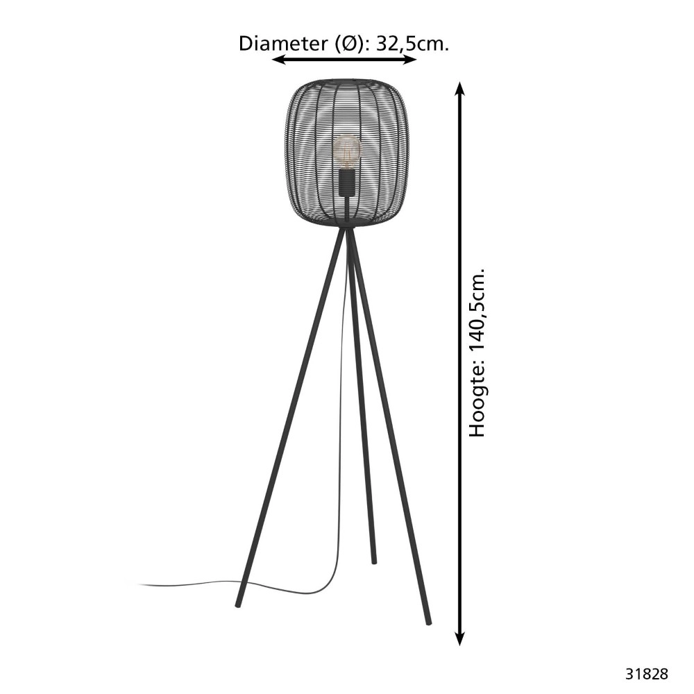 Black tripod floor lamp Rinroe Ø 32.5cm Eglo 9002759318284