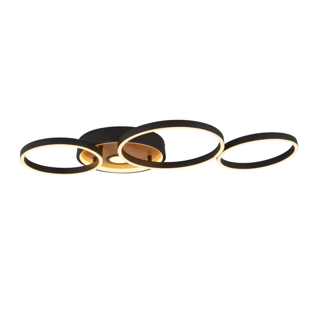 Design ceiling lamp Crosby black with wood Searchlight 5053423245218