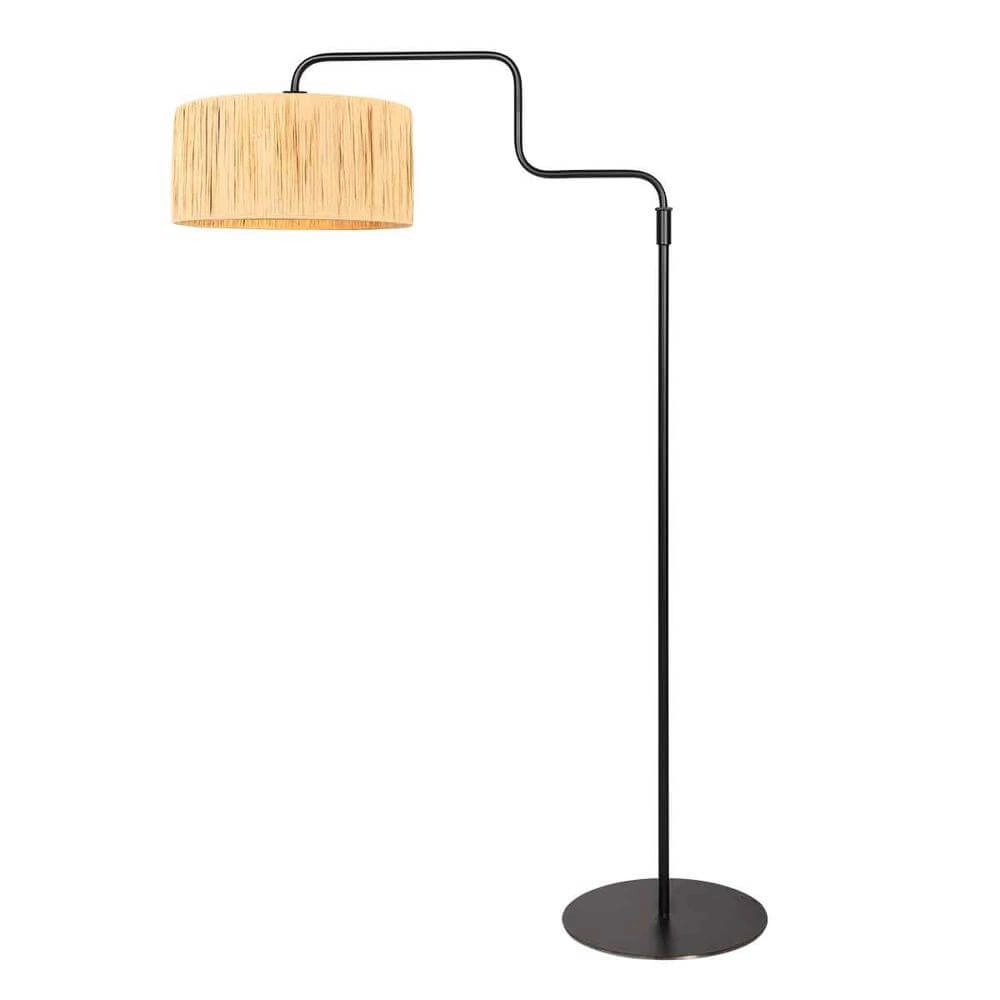 Floor lamp black Bloeba with straw-coloured hood Steinhauer 8712746177039