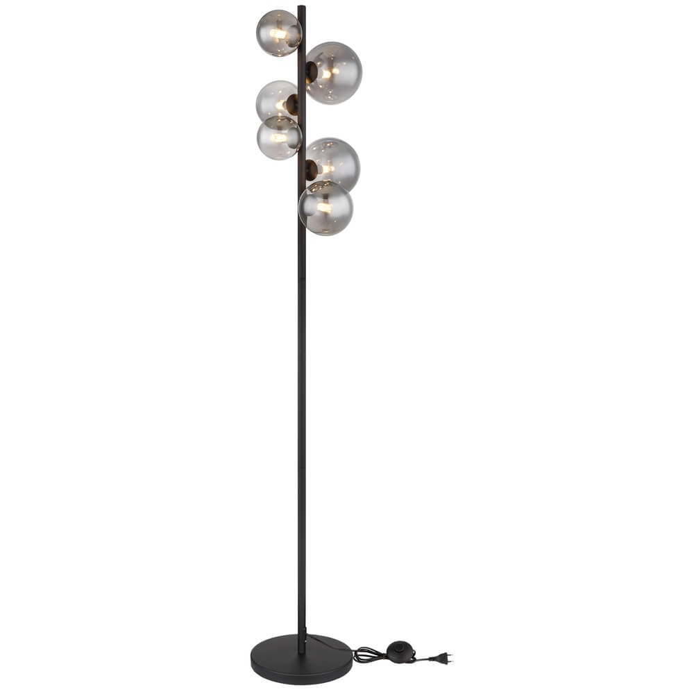 Black floor lamp Riha 6-light Globo 9007371417889