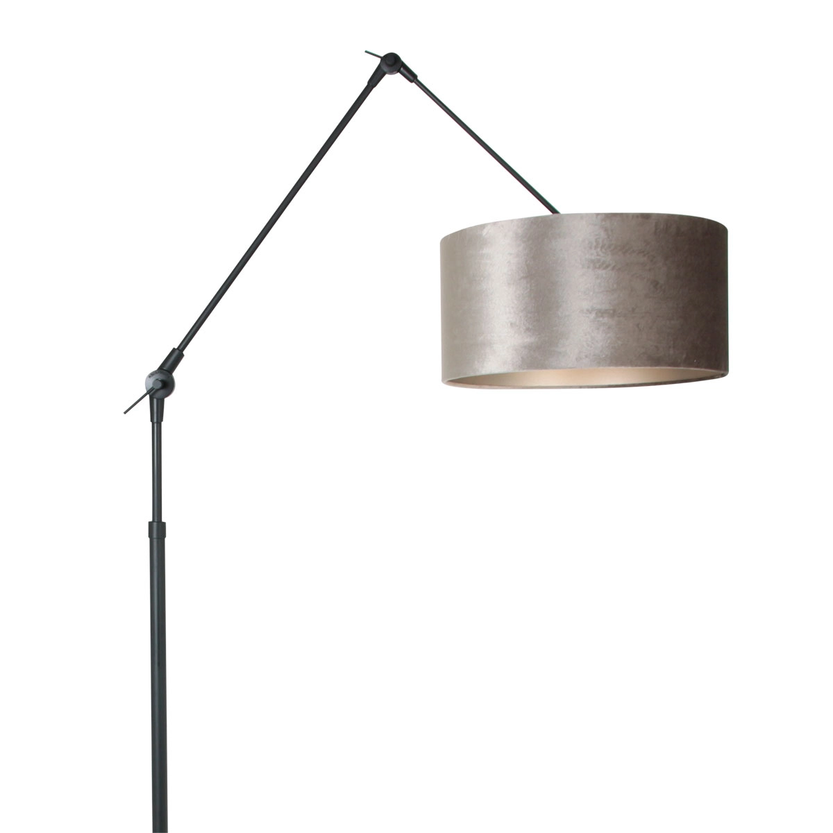 Floor Reading Lamp Prestige Chic black with 40cm taupe velvet shade Steinhauer 8712746145861