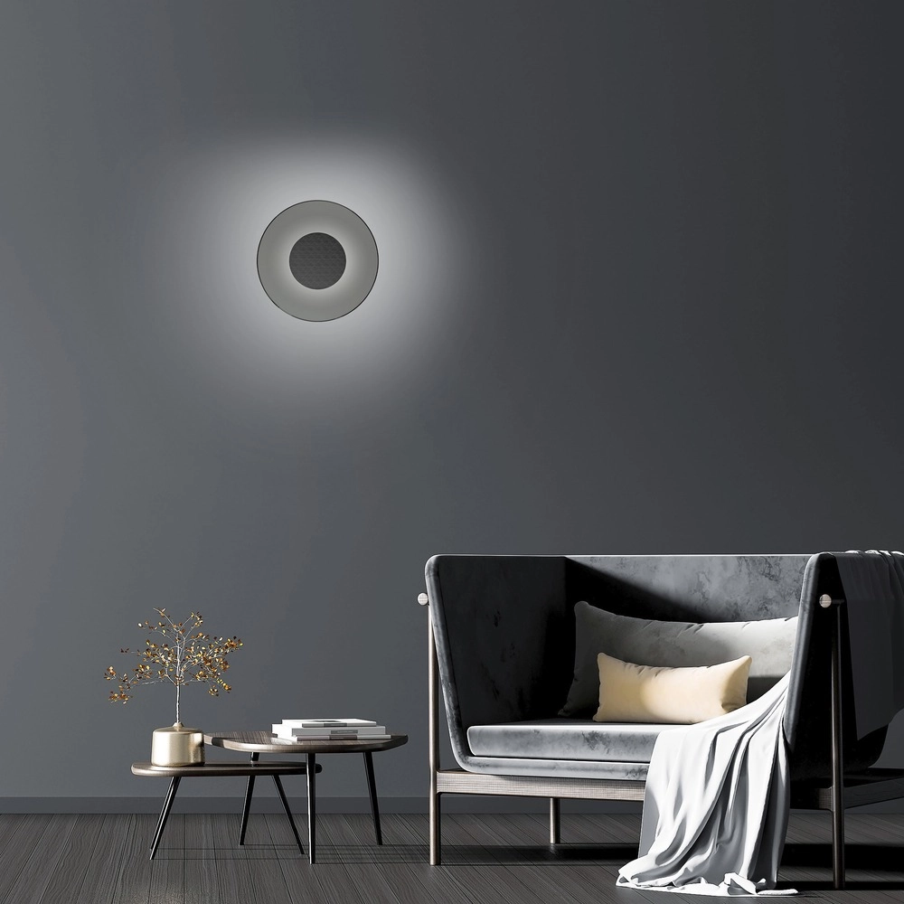 Wall lamp Pure Moon Ø 32cm - platinum with smoke glass Paul Neuhaus 4012248386354