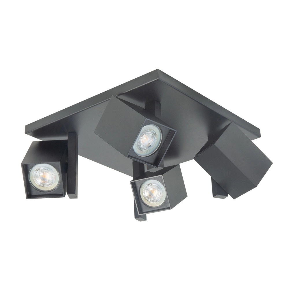 Square surface-mounted spot Oslo black 4-lights