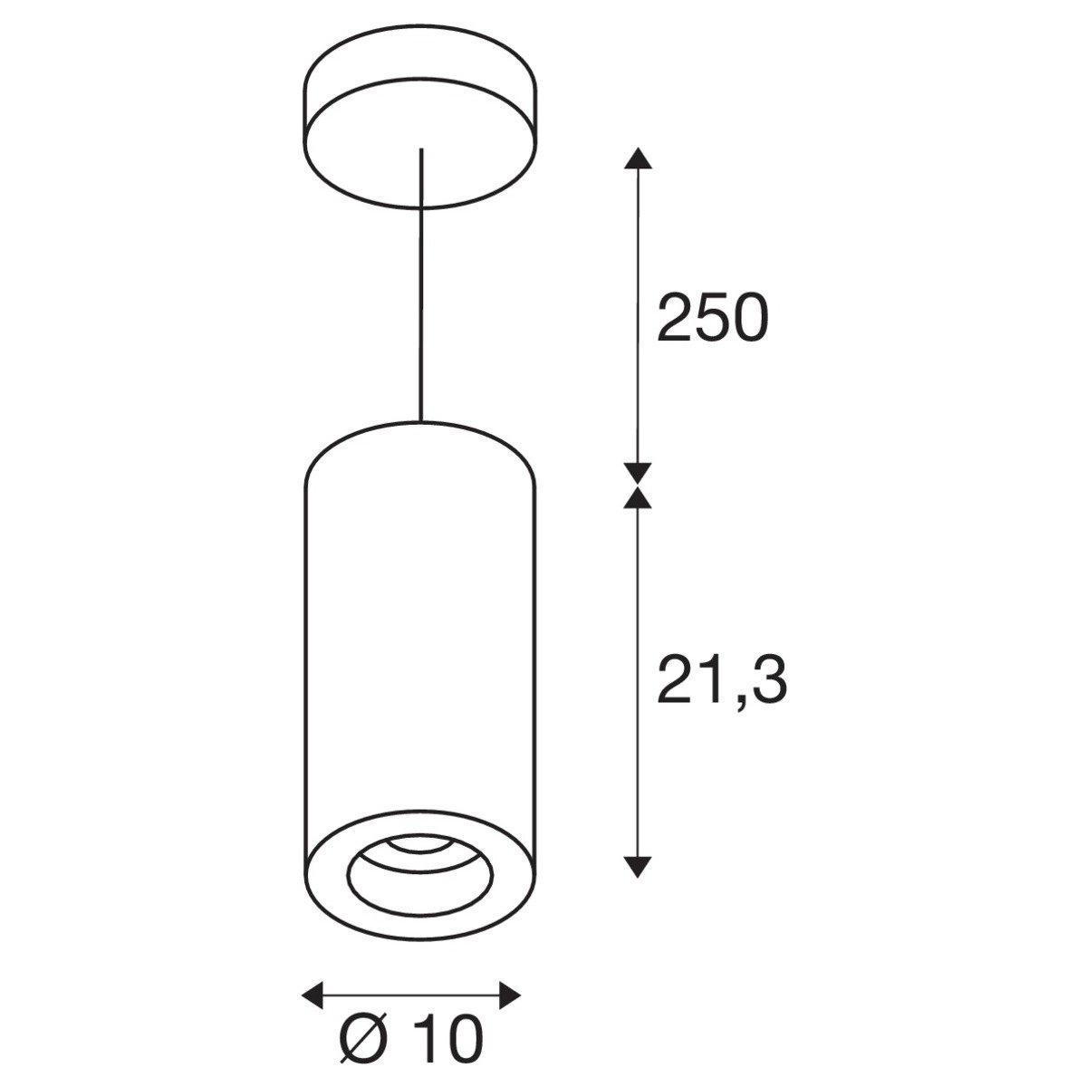 LED hanging lamp Numinos Pendel 10cm black SLV 4024163244893