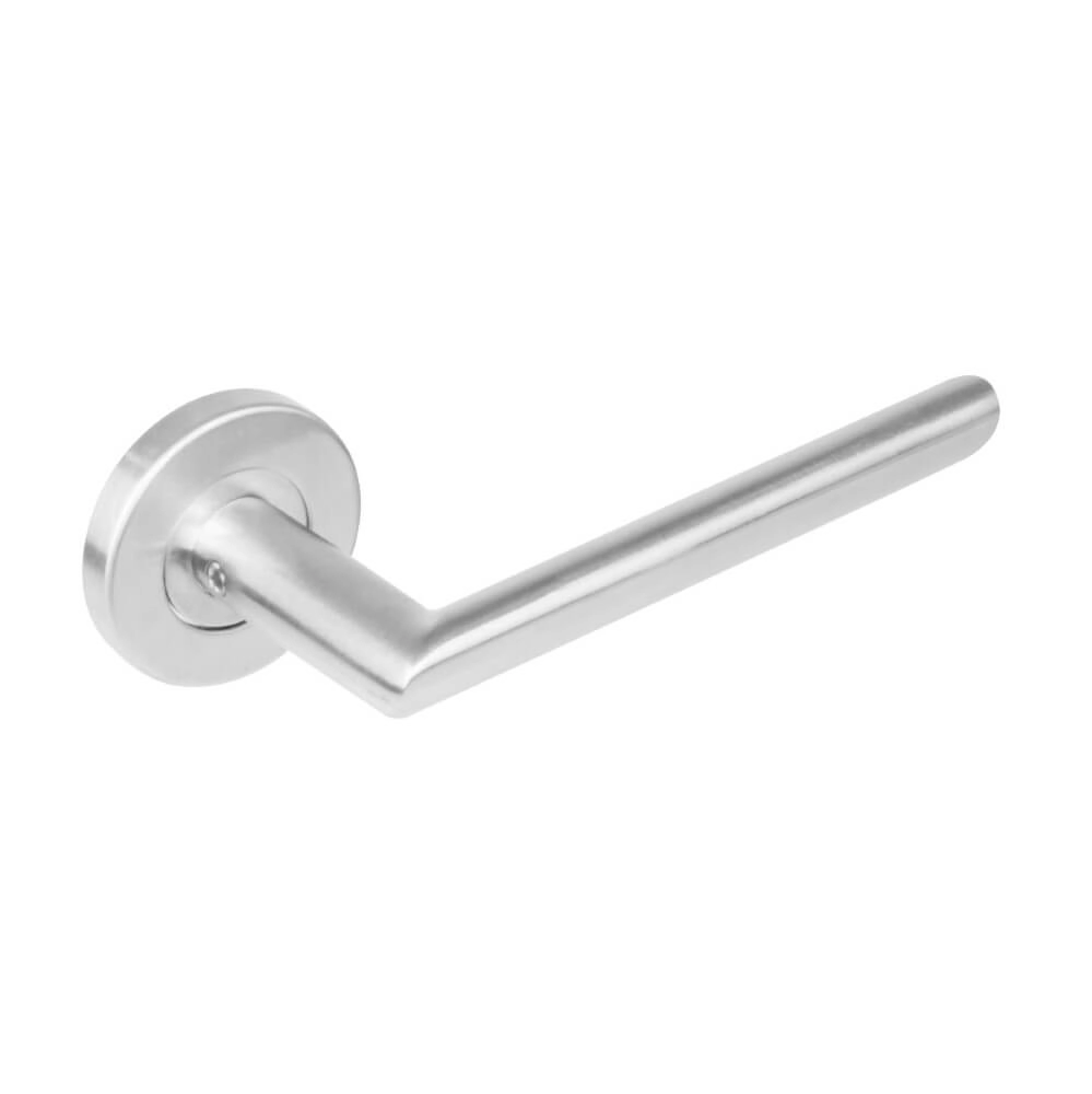 Oval door handle Hoek 90 rosette with ridge stainless steel