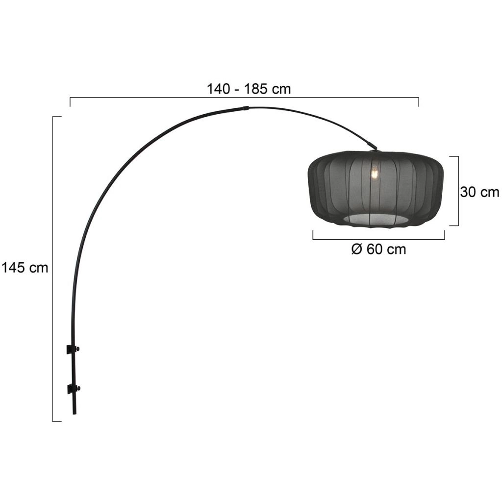 Black wall lamp Vela Lino with black shade Ø60cm Steinhauer 8712746182040