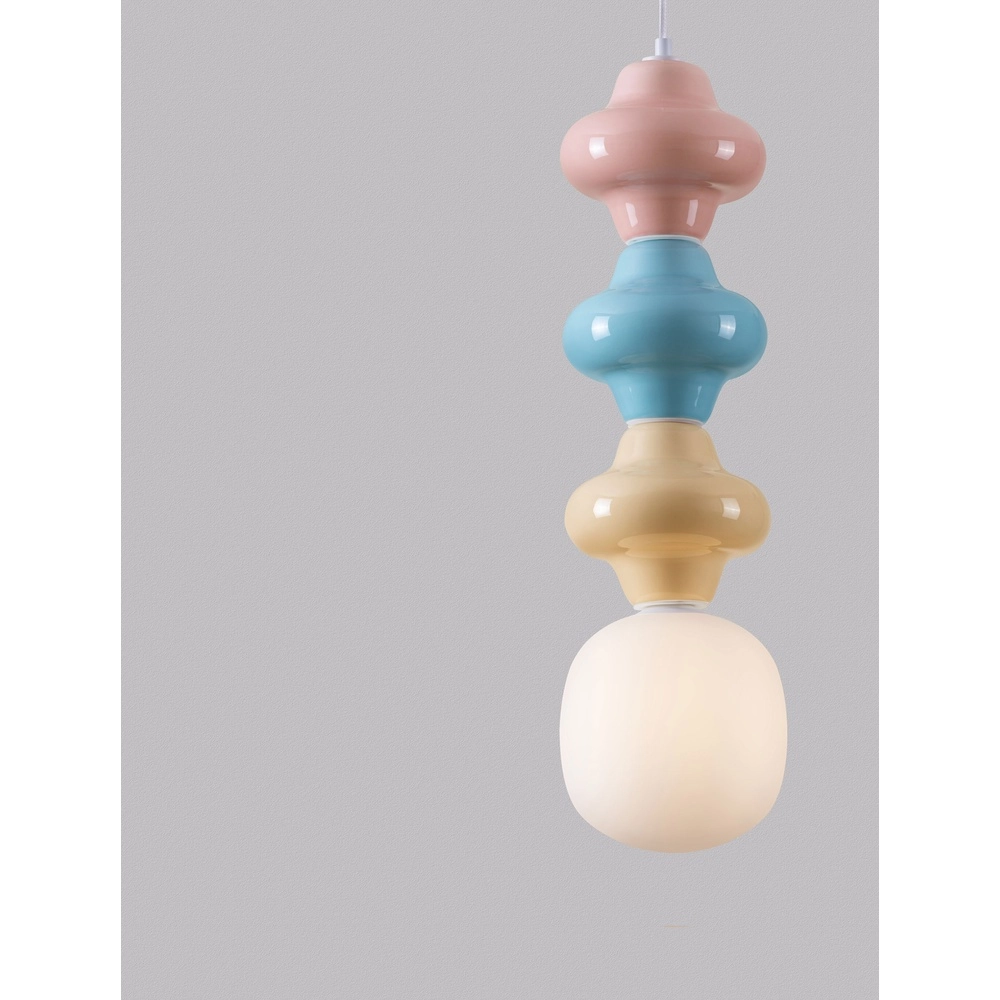 Pendant lamp Clio L colored ceramic with white glass