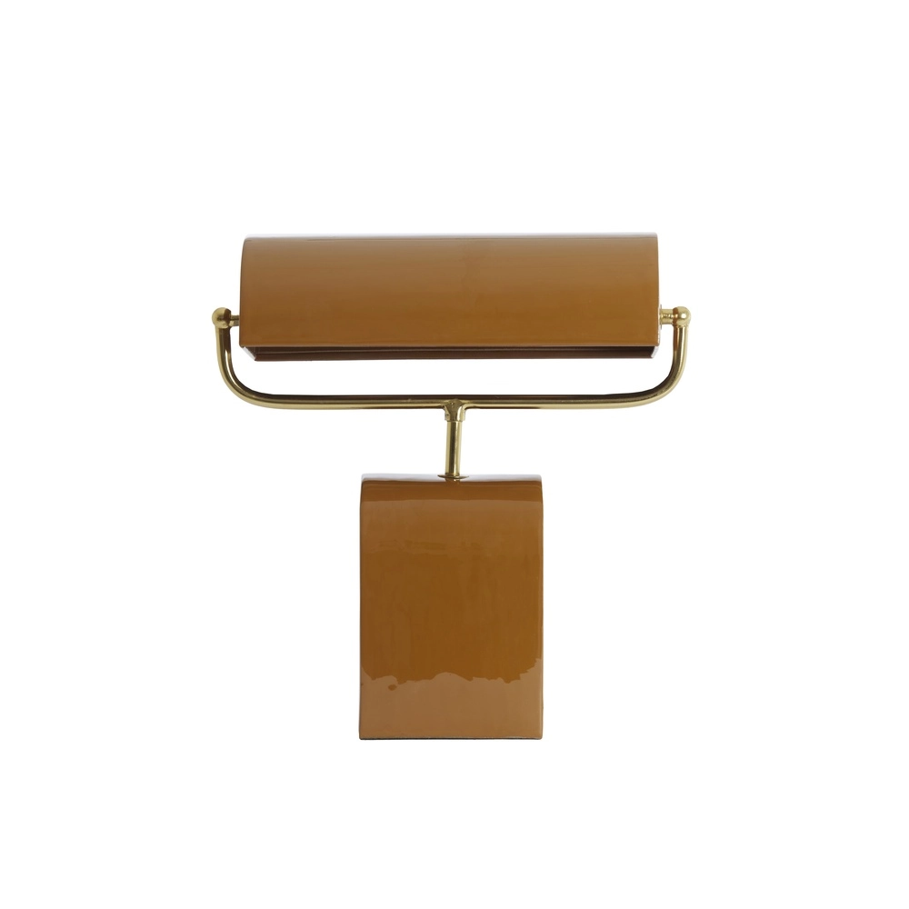 Brown desk lamp Cardona with gold - 1x E27