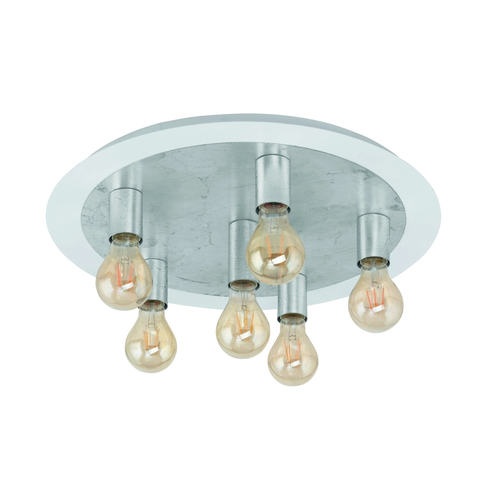 Unique ceiling lamp Passano White and silver 6-lights