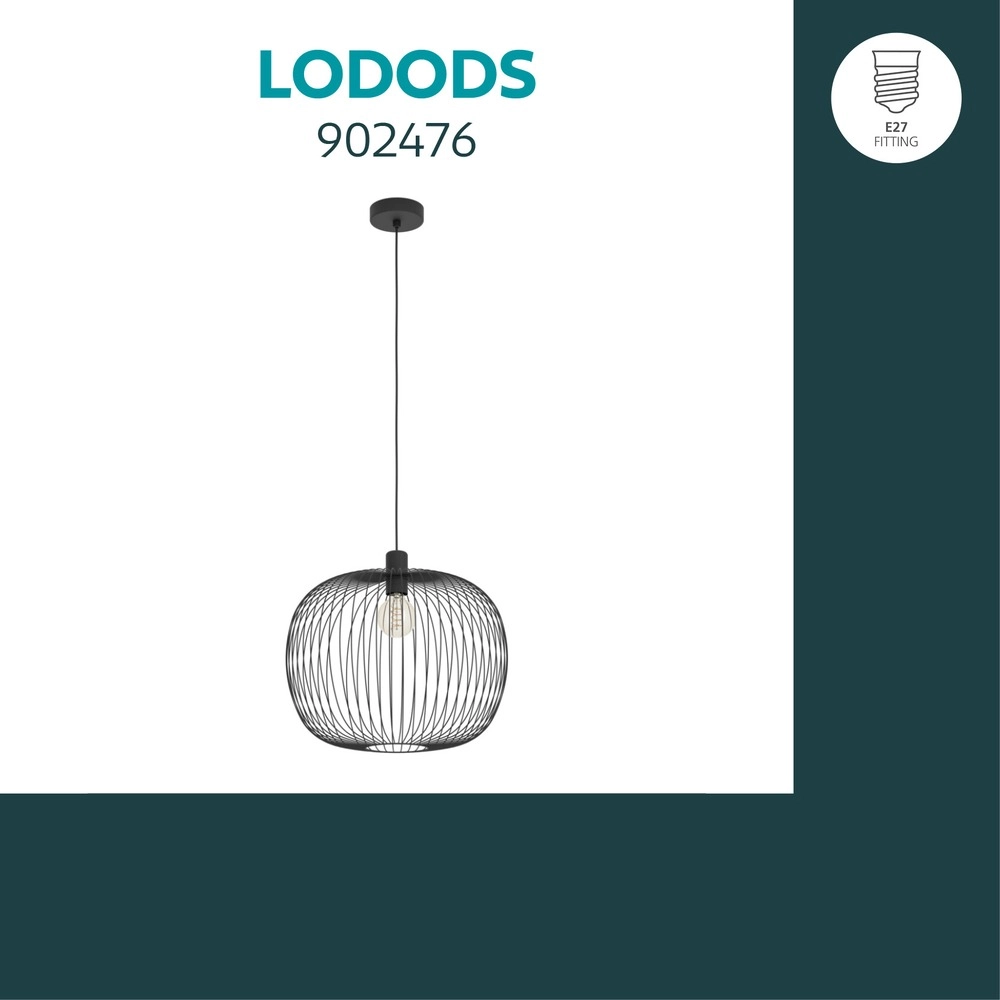 Wire pendant lamp Lodods black Ø 45cm Eglo 9008606390267