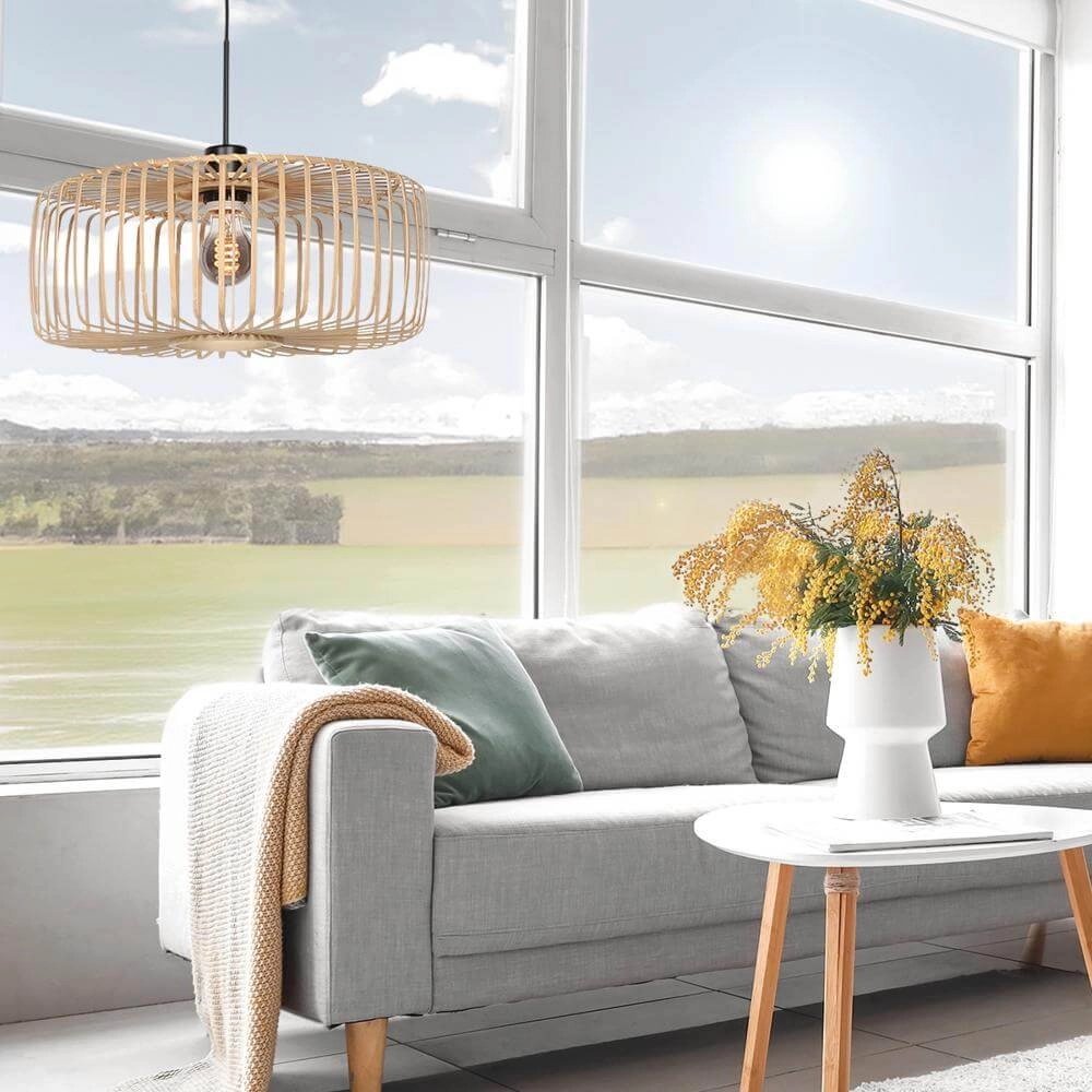 Bamboo pendant lamp Bloeba Ø 60cm Steinhauer 8712746177244