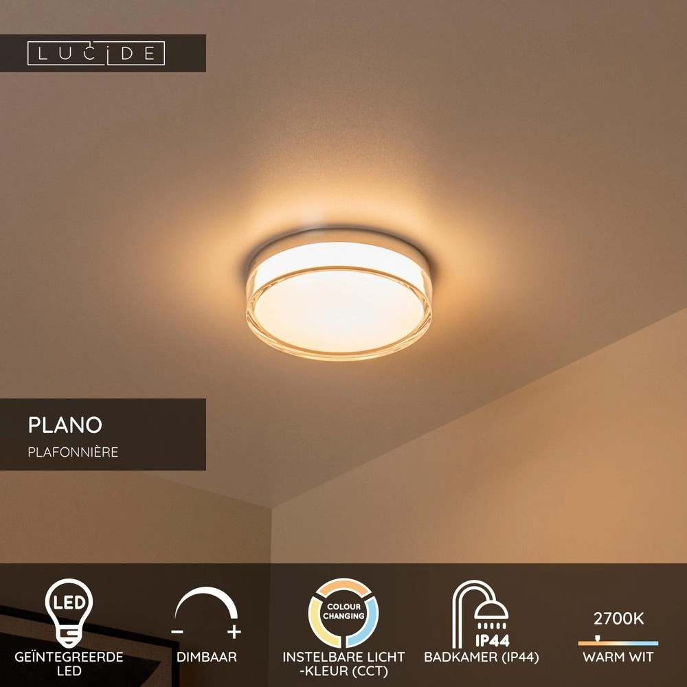 Ceiling light Plano Ø 23cm chrome Lucide 5411212782922