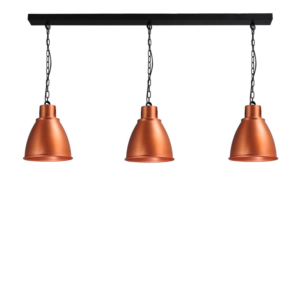 Dining room lamp Industria 3x27 red copper with black