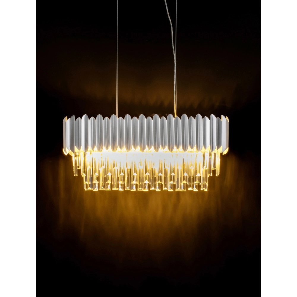 Pendant lamp Magnolia elongated chrome and crystal