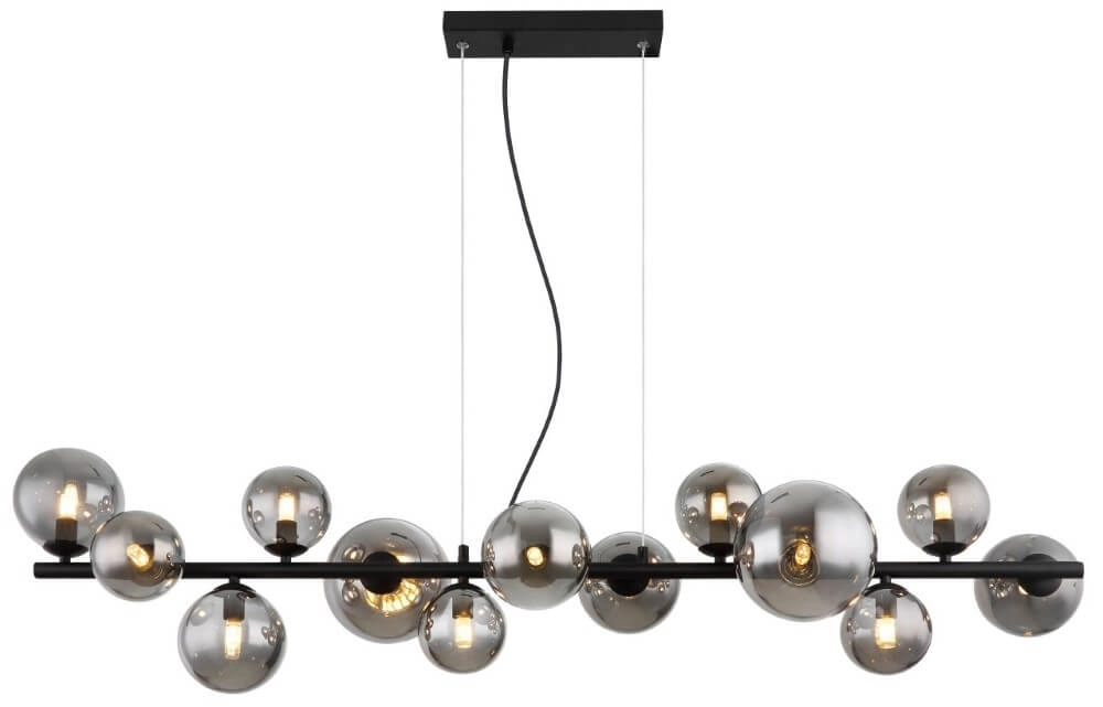 Design pendant lamp Riha black with smoke glass Globo 9007371457823