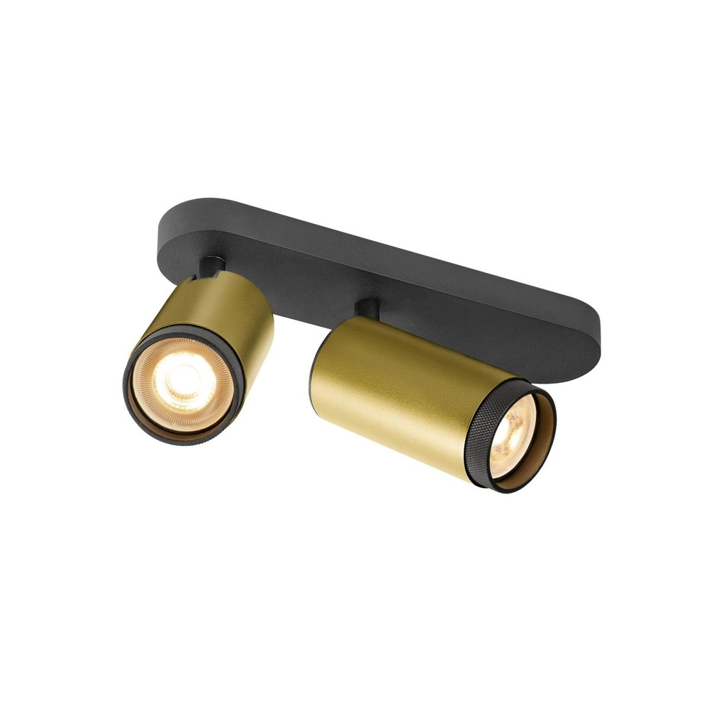 Surface-mounted spot Grip! L 2-light gold with black ring SLV 4024163304375