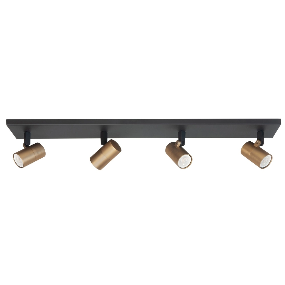 Surface-mounted spot Piccolo black with brass 4-lights