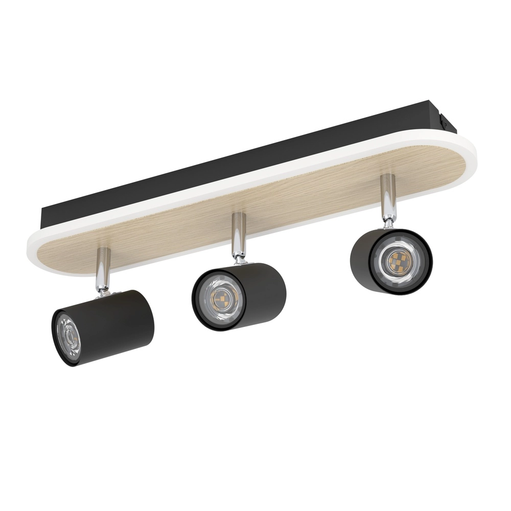 Led ceiling spot Rimbocchi 3L - black - wood look