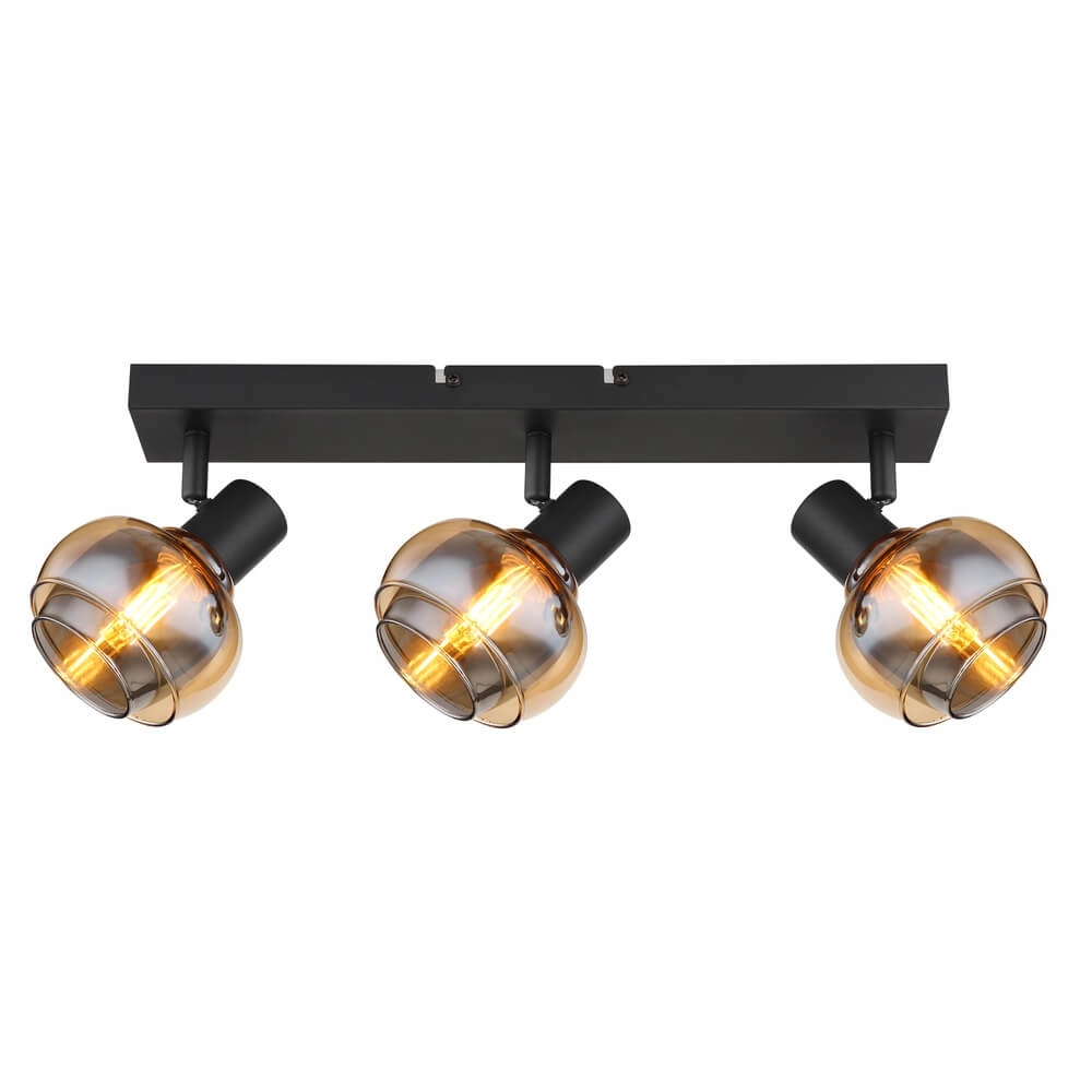 Black ceiling lamp Tokki 3-light amber smoke glass Globo 9007371458028